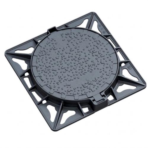 850x850mm EN124 D400 Ductile Iron Manhole Cover Square Frame Round Hinged Heavy Duty Lid